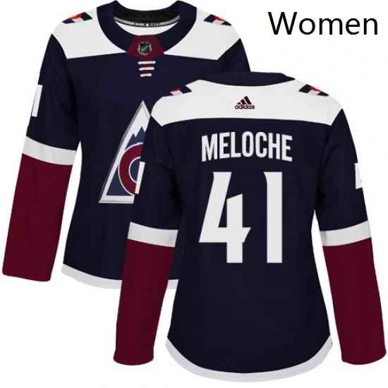 Womens Adidas Colorado Avalanche 41 Nicolas Meloche Authentic Navy Blue Alternate NHL Jersey